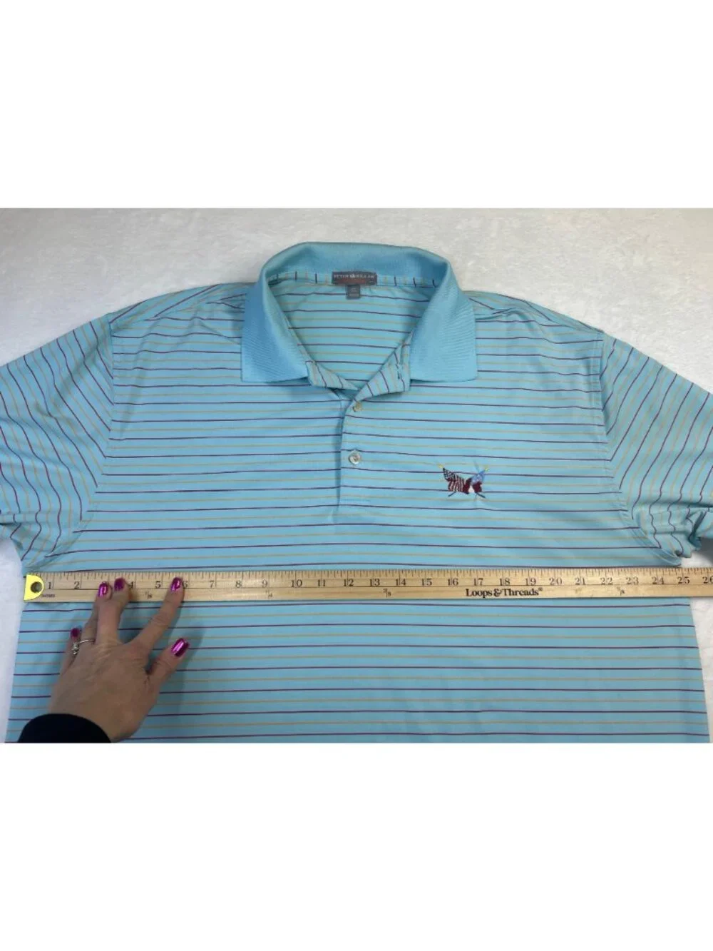Peter Millar Summer Comfort Golf Polo Shirt Sz XL Blue Striped Performance Polo